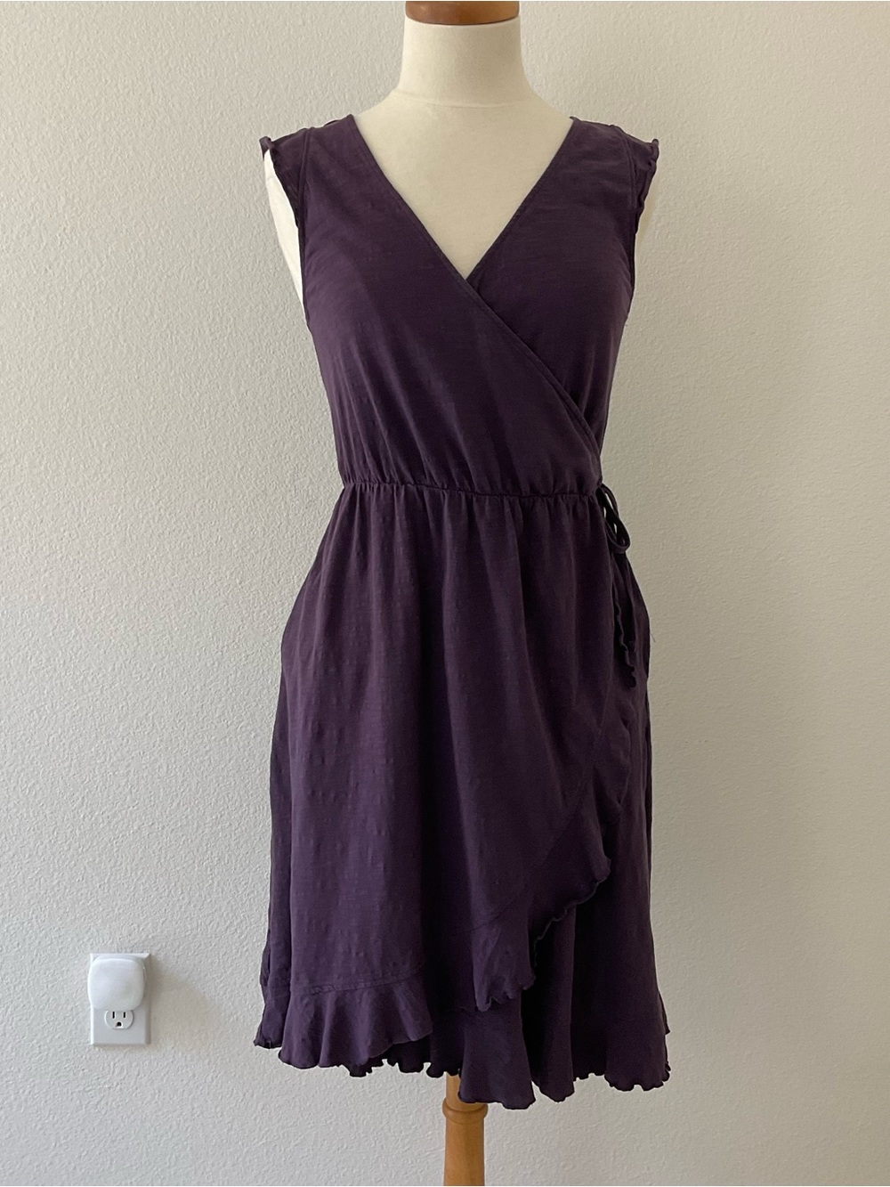 PACT Ruffle Hem Easy Wrap Dress M